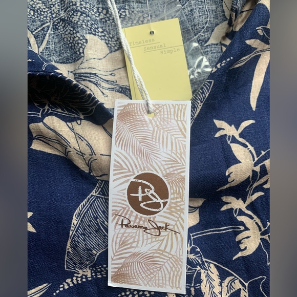 NWT PANAMA JACK Long Sleeve Palm Leaf Tropical Crop Top Linen Blend Size Medium - Picture 5 of 13